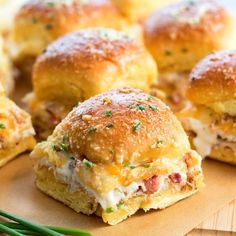 chicken bacon sliders on a cutting board