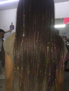 Hair Tinsel, Glitter Hair, Hair Strand, Party Hairstyles, Dream Hair, Love Hair, Aesthetic Hair, Hair Extension, Hair Designs