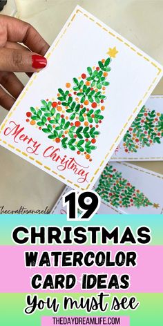 christmas watercolor card ideas for kids to make