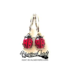 Hand Painted Red Ladybug Earrings Silver Ladybug Jewelry Insect Earrings, Bug Earrings, Ladybug Earrings, Ladybug Jewelry, Lady Beetle, Williamsburg Va, Insect Jewelry, Lady Bug, Cute Earrings