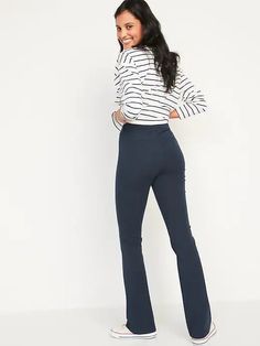 High-Waisted Pixie Full-Length Flare Pants for Women | Old Navy Pixie Pants Outfit, Flares Outfit, Slacks Outfit, Best Work Pants, 60 Outfits, Photographer Life, Navy Blue Sneakers, Light Blazer, Flare Dress Pants