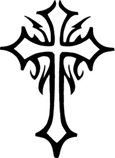 a black and white image of a cross