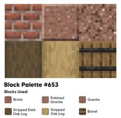 the block palette has different colors and textures for each brick type, including brown, red,