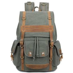 Size:Width:32CM(12.60")+Height:45CM(17.72")+Thickness:17CM(6.69")    Weight:+1.2kg    Color:Gray,Black,Green    Material:Canvas    Style:Leisure/Retro    Fashion+Element:Outdoor/Camping/Travel    Capacity:20-35L    Internal+Structure:Hidden+zipper+pocket/Sandwich+zipper+pocket/Computer+pocket College Backpack Women, Large Backpack Travel, Women Backpack Travel, Travel Canvas, Diy Backpack, Backpack For Teens, College Backpack, Backpack Travel, Cute Backpacks