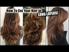 Easy Layered Haircuts Diy, Layers At Home Hair Haircuts, How To Do Butterfly Haircut Long Hair, Layering Hair Diy At Home, Diy Long Shag Haircut Tutorial, How To Cut Your Hair In Layers, Cut Long Layers At Home, How To Cut Your Own Hair In Layers Long, Diy Haircut Layers Medium