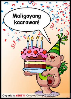 a cartoon bear holding a birthday cake with candles