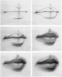 the steps to draw lips with pencils