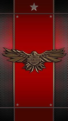 a red and black wallpaper with a gold eagle on it's back side