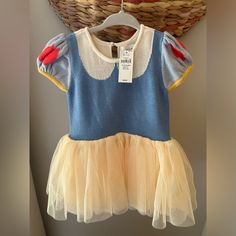 Disney Gap Snow White Toddler Dress - Nwt Size 12-18 Months Sweater Top With Tulle Bottom Snow White Toddler, White Toddler Dress, Toddler White Dress, Toddler Dress, Kids Costumes, Blue Yellow, Sweater Top, Snow White, Halloween Costumes