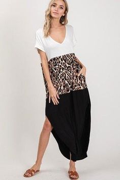 Leopard Maxi Dress, V Neck Maxi Dress, Color Block Maxi Dress, Eva Dress, V Neck Dress, Online Womens Clothing