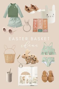 the easter basket idea book is filled with items to make it look like an adorable bunny