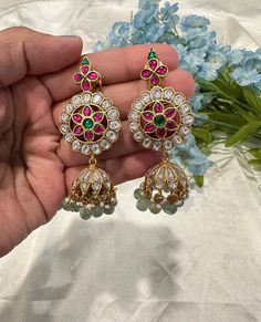 Jadau kundan * For any Questions/Queries Plz WhatsApp 224-542-0960 * All Items Ships From Dublin California Temple Jewelry Jeweled Jhumkas For Festivals, Festive Temple Jewelry Style Jeweled Jhumkas, Festive Jeweled Temple Jewelry Jhumkas, Festive Jeweled Chandbali Jhumkas, Jeweled Jhumkas For Festive Occasions, Jeweled Chandbali Jhumkas For Festivals, Festive Chandbali Jeweled Jhumkas, Jeweled Jhumkas For Diwali, Festival Jeweled Chandbali Jhumkas