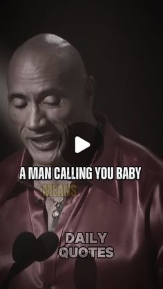 a bald man talking into a microphone with the caption'a man calling you baby '