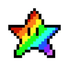 an image of a pixelated rocket ship with colors on it's back side