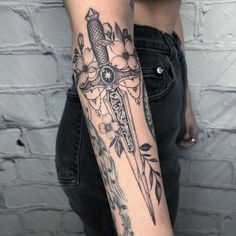 Shin Tattoo, Dagger Tattoo, Dream Tattoos, Elegant Tattoos, Feminine Tattoos, Dope Tattoos, Tattoo Design Drawings, Sleeve Tattoo