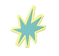 a blue and yellow star shaped object on a white background