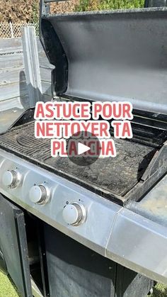 an outdoor grill with the words astroge pour netover ta placia on it