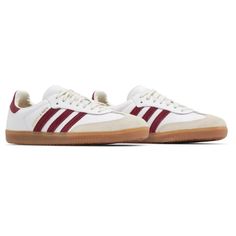 The Sporty & Rich Adidas Samba Og “White Core Burgundy” Has A Two-Tone Color Block And Is Lined In Satin For A Luxurious Feel. Never Worn And Has No Box Sz9 Adidas Indoor Soccer Shoes, Adidas Samba Og White, Adidas Originals Nmd R1, Adidas High Tops, Adidas Response, Adidas Originals Nmd, Adidas Tennis Shoes, Adidas Basketball Shoes, Black Shoes Men