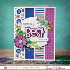 a card with the words best on it and flowers in purple, green, blue and pink