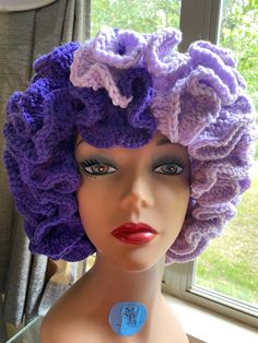 Beanie  Style Triple Ruffle hats in  Purple & Lilac and Red and Black One Size Purple Cap, Purple One Size Cap, Spring Hats With Ruffles One Size, Brimmed Winter Hat With Ruffles, Winter Brimmed Hat With Ruffles, Purple One Size Fits Most Bonnet, Brimmed Hats With Ruffles, Ruffled Hat With Curved Brim, One Size, Purple Bucket Hat One Size