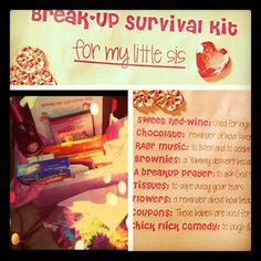 the breakfast survival kit for my little sis is on display in front of a sign