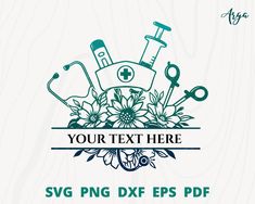 the logo for svg png dxf eps files is shown with flowers and medical