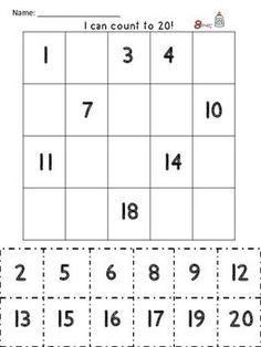 the number 1 to 20 worksheet is shown in black and white with numbers on it