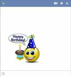 an emoticive birthday card with a smiley face holding a cupcake