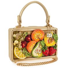 PRICES MAY VARY. Exquisite Fruit-Themed Motif: Mary Frances presents an elegant handbag adorned with a delightful array of exquisitely beaded cherries, grapes, oranges, peaches, pears, and strawberries, creating a luscious and whimsical fruit-themed motif. Sophistication with Playful Charm: This bag effortlessly combines sophistication with a playful and fruity charm, making it a versatile accessory that transitions seamlessly from day to evening. Dual Carrying Options: Enjoy the convenience of Elegant Handbag, Apple A Day, Fruit Mixes, Apple A, Beaded Handbag, Cute Bags, Metallic Logo