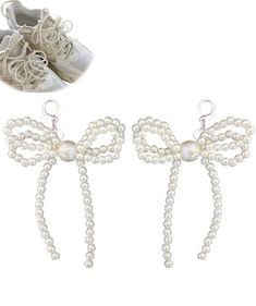 PRICES MAY VARY. 【PEARL SHOELACE CHARMS】With embellishments combination of pearl beaded, this fashion bowknot shoes decoration decor and upgrade your footwear (sneakers, flats, pumps, sandals, boots, etc.) and sccessory, making them fancy and inimitable. Each unique design charm perfect for any standard size shoelaces or small holes and avoid fall off when walking. 【Wide Applications】The fashion cute shoe decoration charms are multifunctional and suitable for any with laces and small holes, roll Shoelace Charms, Casual Pearls, Shoes Decoration, Cute Shoe, Diy Shoe, Shoe Decoration, Beaded Crafts, Bow Shoes, Decorated Shoes