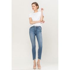 High rise broken hem ankle skinny — LECCE