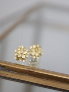 A sweet pair of 18ct. yellow gold Ear-studs, from my 'Dahlia' Collection. Approx. 0.7cm Wedding Flower Earrings In 14k Yellow Gold, Gold-plated Yellow Gold Cluster Earrings As Gift, Gold Round Flower Earrings In 14k Gold, Gold Flower Earrings In 14k Round Shape, 14k Gold Round Flower Earrings, Gold Plated Yellow Gold Cluster Earrings For Gift, Yellow Gold Flower Cluster Earrings Gift, Yellow Gold Flower Earrings In 14k, Delicate Yellow Gold Plated Flower Earrings