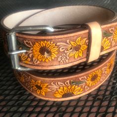 High Quality Leather Belt Unisex New Sunflower Belt, Brown Sunflower, Flower Belt, Lv Belt, Braided Leather Belt, Chain Belts, Suede Belt, Western Belts, Brown Leather Belt