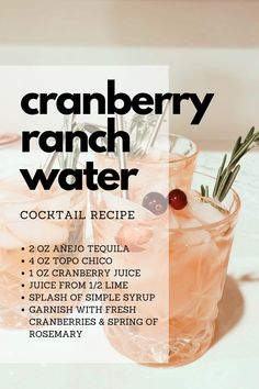 the recipe for cranberry ranch water