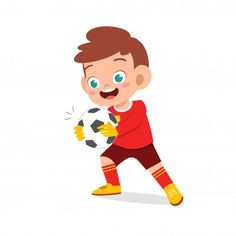 a little boy is playing with a soccer ball