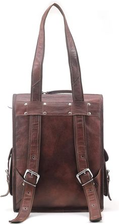 This Handmade Brown Vintage Leather Laptop Messenger Bag Backpack is crafted with quality and designed for durability. Featuring a classic and stylish look, it offers ample storage space for your laptop and other essentials. Stay organized and make a statement with this versatile bag. Dimensions : (approx) 16 X 12 X 5 inch. (height , breadth, inner depth ) - 40.64 cm X 30.48 cm X 12.7 cm . 36 inch shoulder drop (72 inch / 180 cm adjustable sling) Slightly Varies As each Bag Handmade. 2in1 Bag Co Black And White Camo, Leather Messenger Bag Laptop, Travel Laptop Backpack, Laptop Messenger Bags, Office Bag, Leather Laptop Bag, Convertible Backpack, Messenger Bag Backpack, Leather Laptop