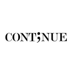 the word continue written in black on a white background