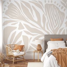 Neutral Abstract Wallpaper Contemporary Mural Peel and Stick and Traditional Wallpaper - D695 Neutral Abstract Wallpaper, Contemporary Mural, Neutral Abstract Art, Wallpaper Contemporary, Wallpaper Large, Maximalist Design, Thick Wallpaper, Boho Wallpaper, Commercial Wallpaper