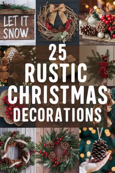 rustic house Christmas decor Natural Christmas Tree Garland, Rustic Xmas Tree Decorations, Christmas Tree Rustic Farmhouse, Wooden Christmas Trees Rustic, Simple Rustic Christmas Decor, Rustic Christmas Tree Topper, Rustic Christmas Garland, Western Christmas Decorations, House Christmas Decor