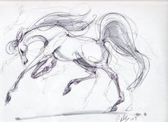 a black and white drawing of a horse on the back of it's hind legs