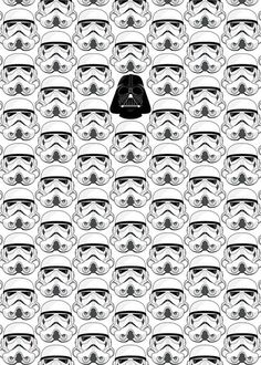 a star wars pattern with stormtroopers in black and white, as well as the