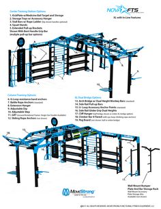 the instructions for how to build an outdoor gym equipment set up in two different stages