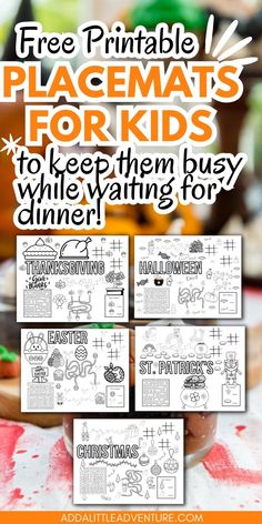 Free Printable Kids' Placemats for Holidays & Occasions Christmas Placemats Printable, Free Printable Christmas Placemats, Home School Worksheets, Games For Little Kids, Kids Placemats, Free Holiday Printables, Placemats For Kids, Printable Placemat, Memory Care Activities