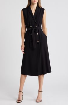 Maggy London Double Breasted Midi Blazer Dress | Nordstrom Fall Double-breasted Belted Dress, Chic Double-breasted Blazer Dress, Chic Double-breasted Button-up Blazer Dress, Tailored Dresses With Button Closure For Work, Fitted Belted Dress With Button Closure For Work, Chic Midi Length Dress With Hidden Button Closure, Chic Midi Dress With Hidden Button Closure, Chic Knee-length Blazer Dress With Button Closure, Tailored Midi Length Blazer Dress