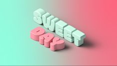 some type of 3d text on a pink green and blue background with the word love spelled out