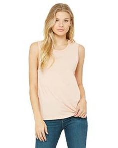 Ladies' Jersey Muscle Tank - HEATHER PEACH - S | Bella + Canvas Women's Jersey Muscle Tank Top in Heather Peach Size Small Trims Fashion, Womens Muscle Tank, Women's Muscle, Muscle Tank Tops, Womens Jersey, Muscle Tank, Muscle Tanks, Low Cut, Womens Tank