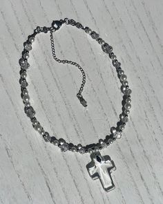 Pearl and Glass Beaded Cross Necklace - Etsy Beaded Cross Necklace, Beaded Necklaces