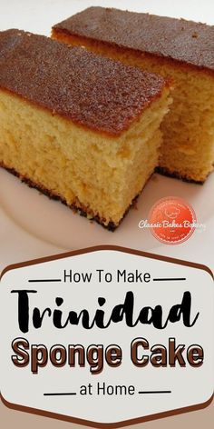 a close up of a cake on a plate with the words how to make traditional sponge cake at home