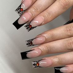 24Pcs Halloween Extra Long Press on Nails Coffin Fake Nails Acrylic  Black White Clown Designs Glossy Artificial Nails for Women AMAIO Red And Black Spider Web Nails, Black French Tip With Spider Web, Spider Nails Art Halloween, French Tip Spider Web Nails, Web French Tip Nails, Spiderweb French Tip Nails, Spider Web French Tip Nails, Spider Web French Tip, French Halloween Nails