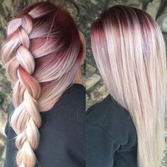 Hair Colors That Look Good With Blue Eyes, Peekaboo Hair Color Blonde, Blonde Hair With Pop Of Color, Blonde Hair 2022, Burgundy And Blonde Hair, Red Roots Blonde Hair, Hair Color Spring, Blonde Hair With Roots, Hair 2022